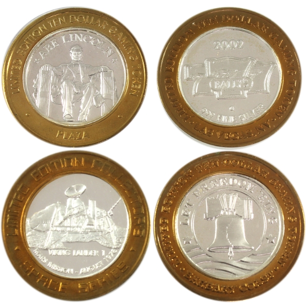 4x 1/2oz $10 Limited Edition .999 Fine Silver Gaming Tokens. 4pcs (Tax Exempt)