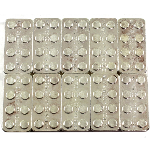 10x 1oz Monarch Precious Metals Building Block .999 Fine Silver Bars. 10pcs. (Tax Exempt)