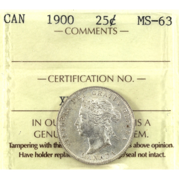 25-cent 1900 ICCS MS63