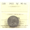 Image 1 : 5-cent 1922 Far Rim ICCS MS64