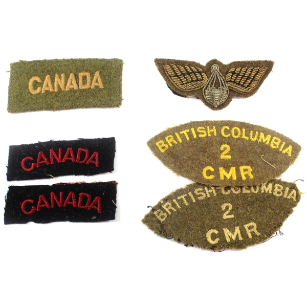 Group Lot of WWI Canadian Military Uniform Patches. 6pcs.