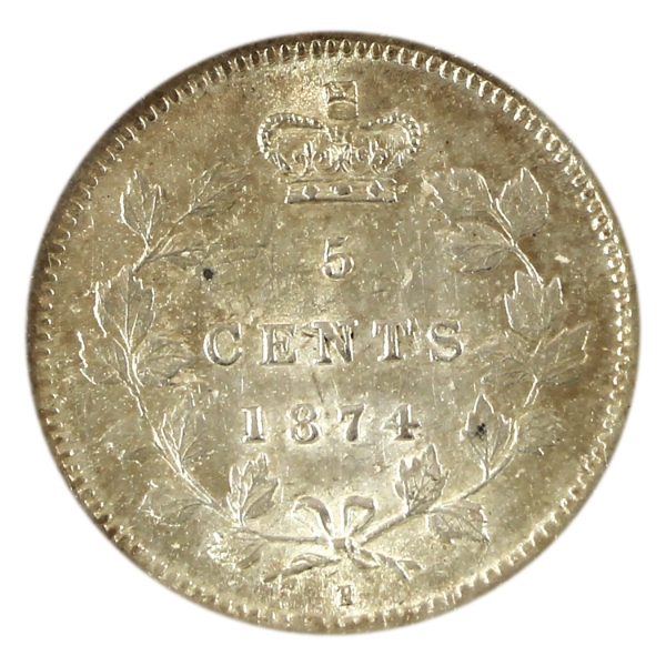 5-cent 1874H Plain 4 UNC+