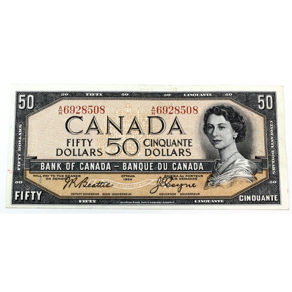 BC-42a 1954 $50 AU Beattie-Coyne SN: A/H6928508 