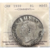 Image 1 : Silver $1 1939 Dbl HP ICCS MS65
