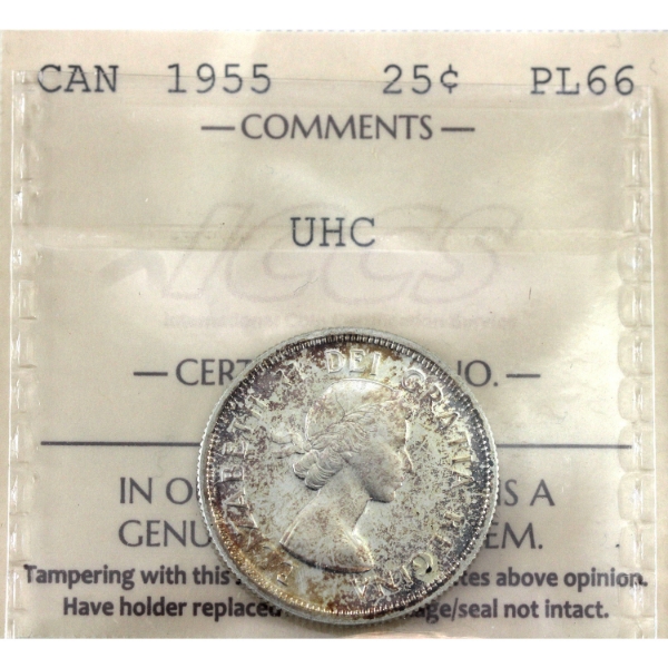 25-cent 1955 ICCS PL66 Ultra Heavy Cameo