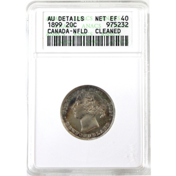 Newfoundland 20-cent 1899 ANACS EF40 (Cleaned)