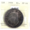 Silver $1 1939 Mirror ICCS SP64 