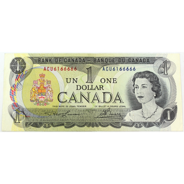 BC-46a-i 1973 $1 Neat Number EF Lawson-Bouey SN: ACU6166666