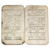 Image 1 : 2x 1oz Johnson Matthey c.1982 Large & Small Stamp Example .999 Silver Bars. 2pcs. (Tax Exempt)