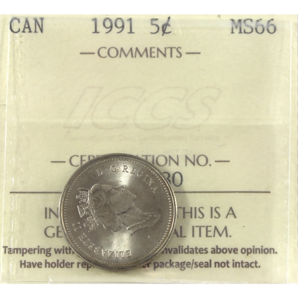 5-cent 1991 ICCS MS66