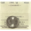 Image 1 : 5-cent 1991 ICCS MS66
