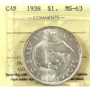 Image 1 : Silver $1 1938 ICCS MS63