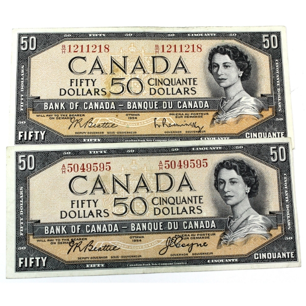 BC-42a & BC-42b 1954 $50 EF-AU. 2pcs.