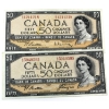 Image 1 : BC-42a & BC-42b 1954 $50 EF-AU. 2pcs.