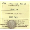 Image 1 : 5-cent 1900 Oval 0 ICCS MS63