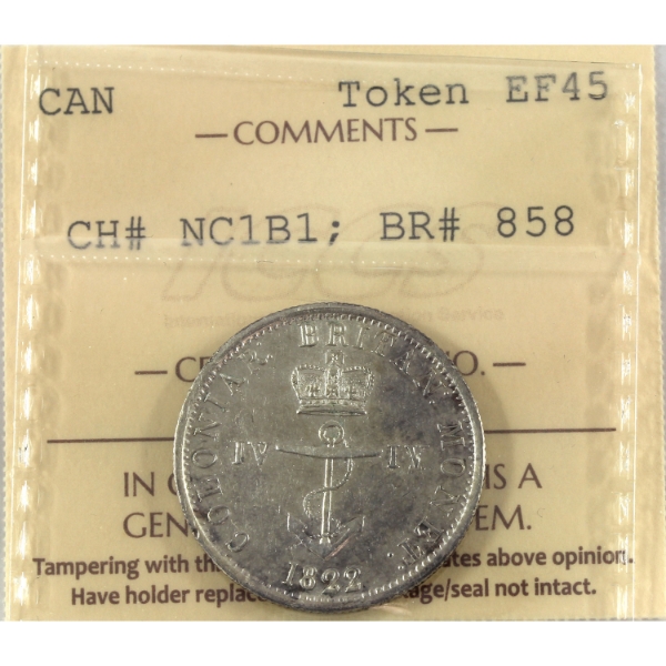 BR-858, CH-NC-1B1 Great Britain 1822 1/4 Dollar Anchor Money Token ICCS EF45