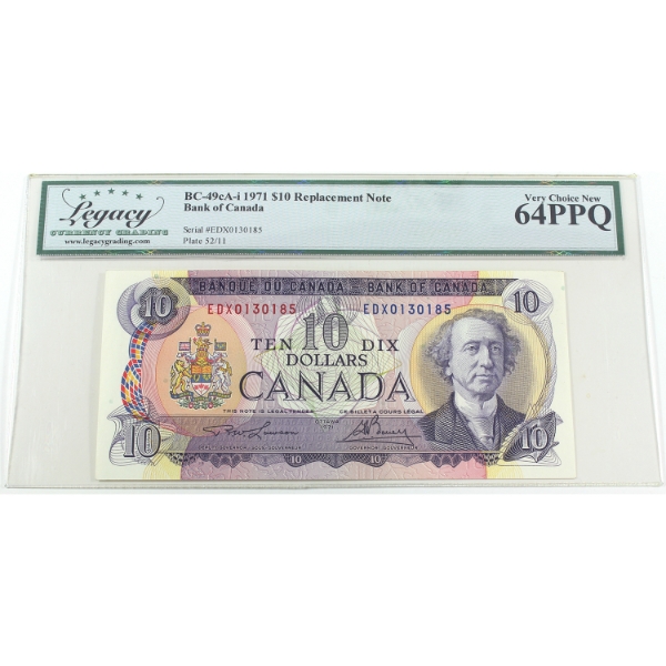 BC-49cA-i 1971 $10 EDX Legacy CUNC64 PPQ Lawson-Bouey Replacement SN: EDX0130185