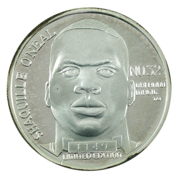 1oz 1992 NBA Number One Draft Pick -Shaquille O'Neal Limited Edition .999 Fine Silver Round