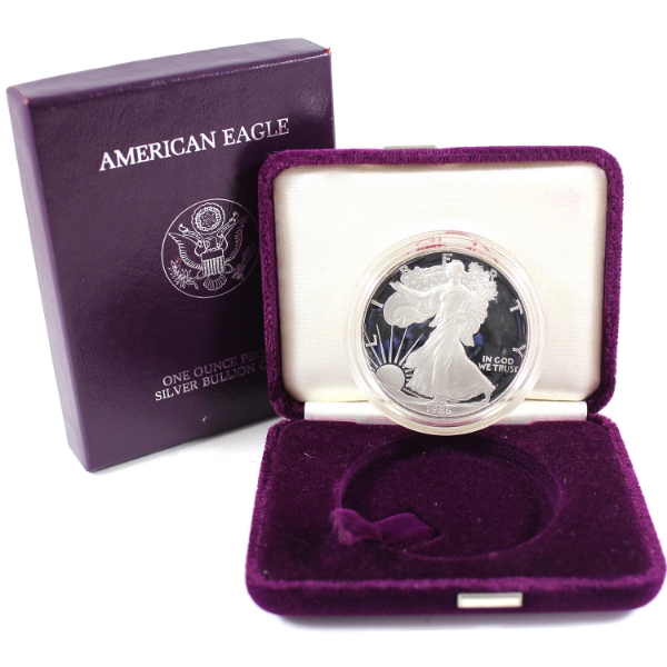 USA Silver 1986 Silver Eagle 1oz .999 Fine Silver Coin (Tax Exempt)