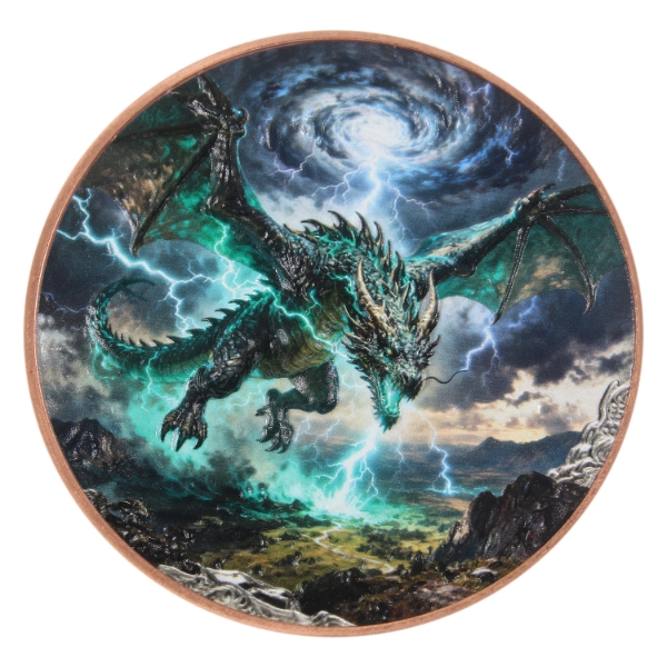 5oz 2026 Dragon Flight High Relief .999 Fine Copper Round w/ Colour