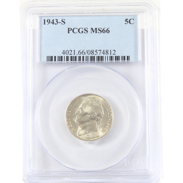 USA 1943S Jefferson Nickel PCGS MS66
