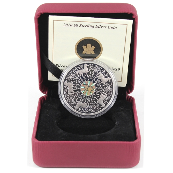 2010 $8 Maple of Strength 25.3g Sterling Silver Coin w/ Holographic Cameo