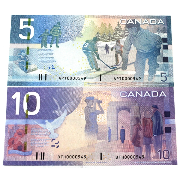 Pair of Matching Low Serial Numbers Jenkins-Dodge BC-67b $5 SN: APT0000549 & BC-68a $10 BTH0000549