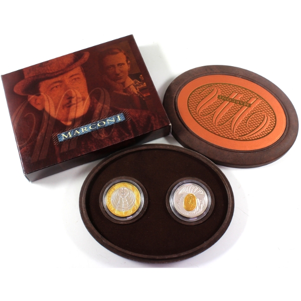 2001 Marconi - 100th Anniversary of the First Wireless Transmission Sterling Silver 2-Coin Set
