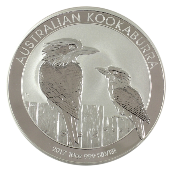 10oz Australia 2017 $10 Kookaburra .999 Fine Silver Round. (Tax Exempt)