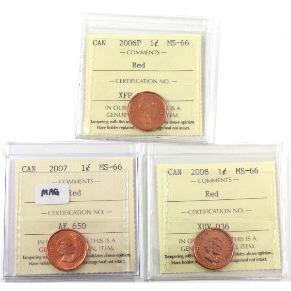 1-cent 2006P-2008 ICCS MS66 Red. 3ps.