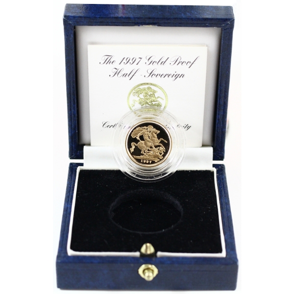 Great Britain 1997 Gold Proof Half Sovereign in Original Box with COA