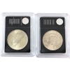 Image 2 : USA Silver 1921 Morgan & 1922 Peace Silver Dollars in 'Authenticated BU' Bradford Exchange Holders