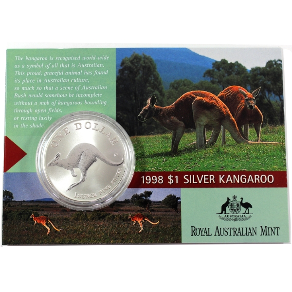 Australia Silver 1998 $1 Kangaroo 1oz .999 Fine Silver (Tax Exempt)