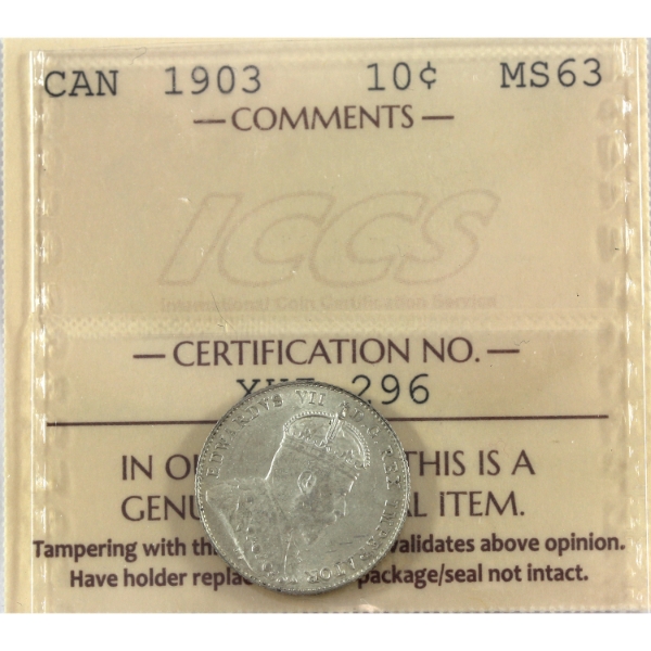 10-cent 1903 ICCS MS63