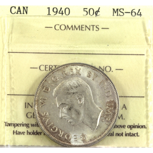 50-cent 1940 ICCS MS64