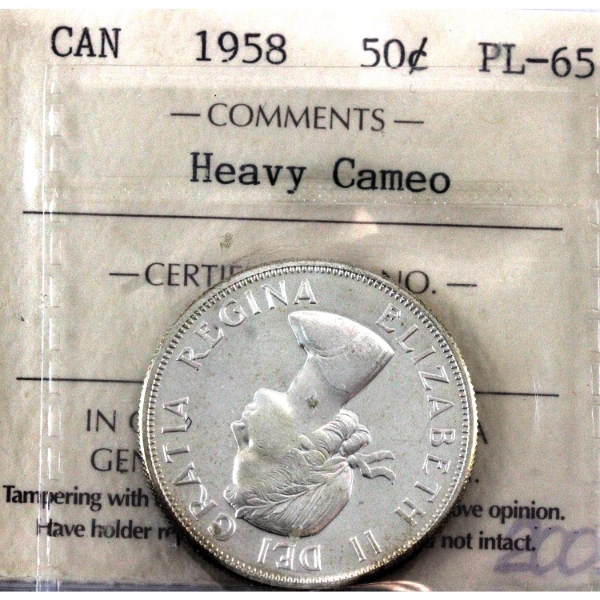 50-cent 1958 ICCS PL656 Heavy Cameo