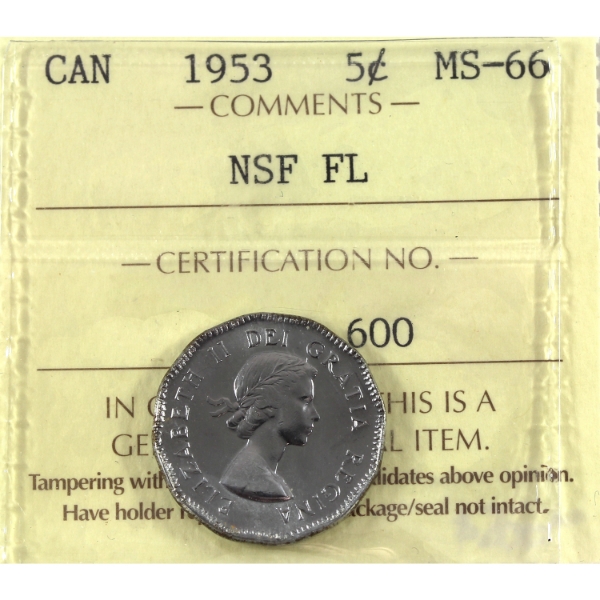 5-cent 1953 NSF FL ICCS MS66