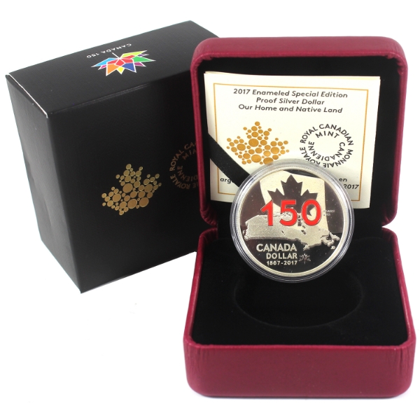 2017 $1 Our Home & Native Land Red Enamel SE 23.17g .9999 Fine Proof Silver Dollar (Tax Exempt)