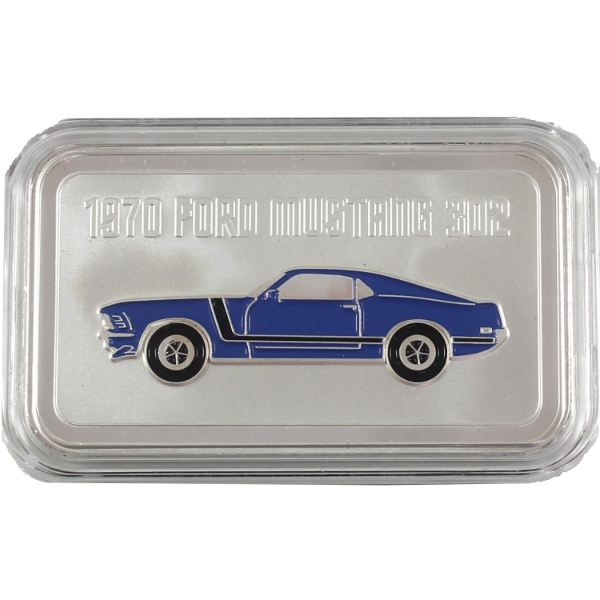 1oz 1970 Ford Mustang 302 .999 Fine Silver Bar (Tax Exempt)