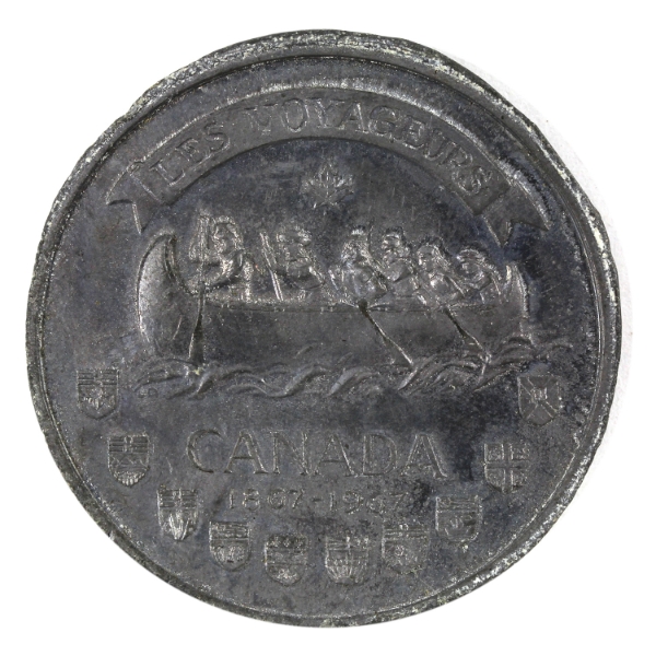 Canada-Lombardo Mint Lead Trial Strike 1967 "Les Voyageurs" Trial Strike Medallion 24.64g-Lead, 38mm