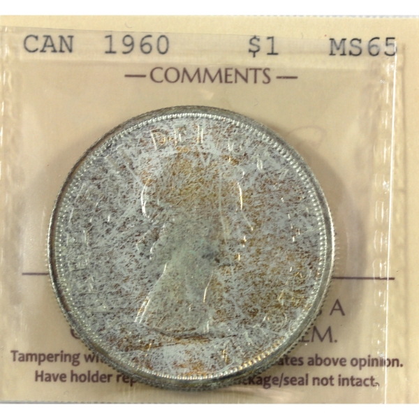 Silver $1 1960 ICCS MS65