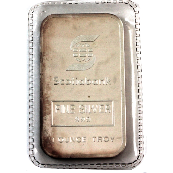 1oz Engelhard Canada Vintage Scotiabank .999 Silver Bar, SN: 002587 *Scarce!* (Tax Exempt)
