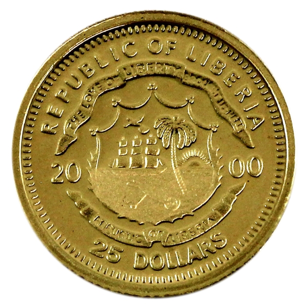 1.5g Republic of Liberia 2000 $25 John F. Kennedy .585 Gold Coin