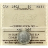 Image 1 : 5-cent 1902 ICCS MS64