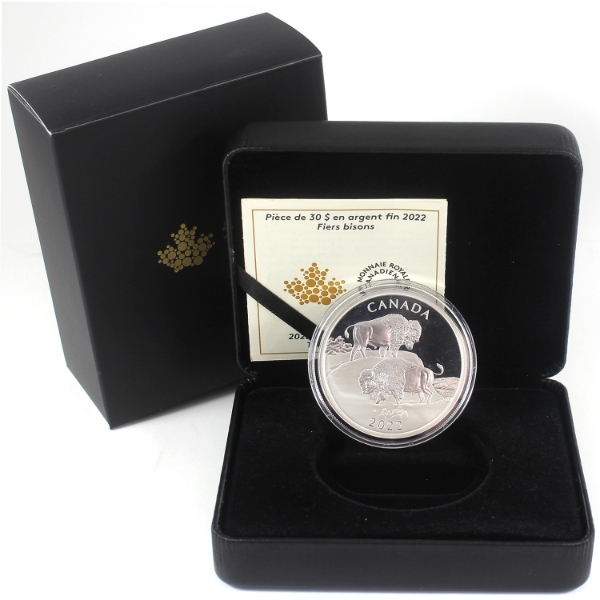 2022 $30 The Mighty Bison 2oz .9999 Fine Silver Coin (Tax Exempt)