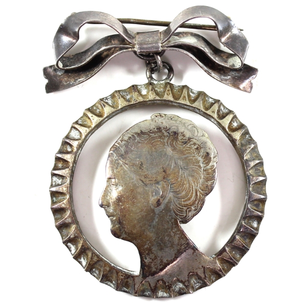 Netherlands Silver 2 1/2 Gulden Carved & Fashioned Into a Pin