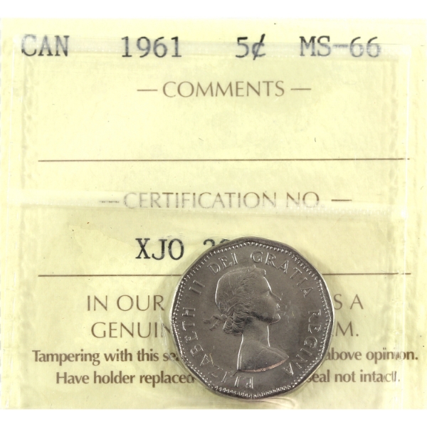 5-cent 1961 ICCS MS66
