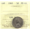 Image 1 : 5-cent 1961 ICCS MS66