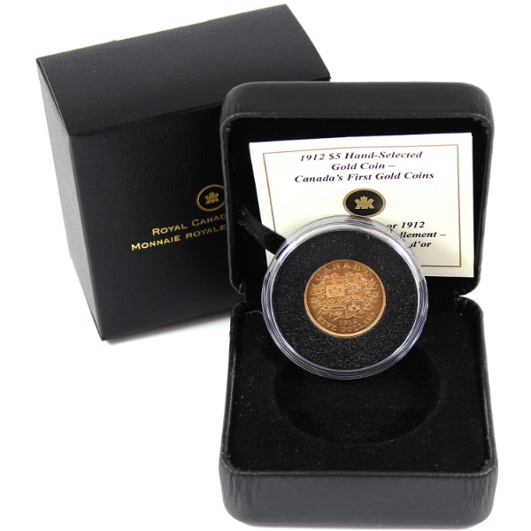 1912 Gold $5 Hand-Selected Gold Coin - Canada's First Gold Coins in RCM Packaging