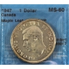 Image 1 : Silver $1 1947 Maple Leaf; Dbl HP CCCS MS60